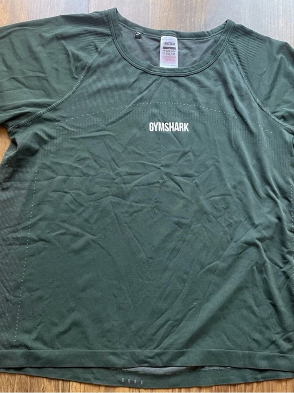 Gymshark Shirt Women’s Size Large Green Athleisure Performance Short Sleeve Top